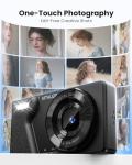 Digital Camera 4K 64MP Compact Camera with Dual Lens,2000mAh Battery,2.8" IPS Screen,18X Digital Zoom,32GB Micro SD Card and OTG Adapter Auto-Focus Small Camera for Kids,Teenagers,Beginners,Black