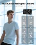 Digital Camera 4K 64MP Compact Camera with Dual Lens,2000mAh Battery,2.8" IPS Screen,18X Digital Zoom,32GB Micro SD Card and OTG Adapter Auto-Focus Small Camera for Kids,Teenagers,Beginners,Black