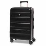 Aerolite Medium 24in 67L Lightweight ABS Hard Shell 4 Wheel Spinner Travel Hold Checked Check in Luggage Suitcase (Black)