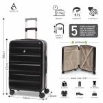 Aerolite Medium 24in 67L Lightweight ABS Hard Shell 4 Wheel Spinner Travel Hold Checked Check in Luggage Suitcase (Black)