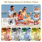 Digital Camera - 68MP Autofocus with 2.8" LCD Screen 16X Digital Zoom Anti-Shake Photography Vlogging Compact Photo Camera with 32gb SD Card for Kids Students Beginners Teens (White+Silver)
