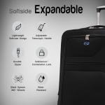 Aerostar Extra Large 32” Lightweight Softshell Expandable Suitcase, Integrated Combination Lock, 4 Wheels Check in Luggage for 30kg (Black, 162 litres)