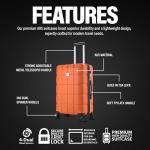 ATX Luggage Medium Suitcase on 4 Dual Spinner Wheels Super Lightweight ABS Hard Shell Hold Check in with Built-in TSA Lock (Orange, 65Liter)