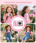 EJXHKNF Digital Camera, 1080P FHD Vlogging Camera 50MP Compact Portable Photo Camera with 2.4" Screen, 16X Digital Zoom Mini Small Pocket Camera for Kids Students with 1 Battery, 32GB Card (Pink)