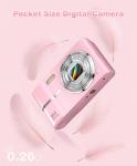 EJXHKNF Digital Camera, 1080P FHD Vlogging Camera 50MP Compact Portable Photo Camera with 2.4" Screen, 16X Digital Zoom Mini Small Pocket Camera for Kids Students with 1 Battery, 32GB Card (Pink)