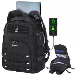 Aerolite 45x36x20cm Easyjet Maximum 32L Tactical Backpack Eco-Friendly Shower-Resistant Camping Hiking Trekking Travel Carry On Hand Cabin Luggage Flight Rucksack Bag 45x36x20 Easyjet Approved Black