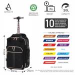 Aerolite 40x20x25 Ryanair Size Backpack Trolley Bag with 2 Wheels Recycled Eco-Friendly Cabin Luggage Approved Extendable Handle Travel Carry On Flight Rucksack with 10 Year Warranty (Quilted)