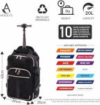 Aerolite 40x20x25 Ryanair Size Backpack Trolley Bag with 2 Wheels Recycled Eco-Friendly Cabin Luggage Approved Extendable Handle Travel Carry On Flight Rucksack with 10 Year Warranty (Quilted)