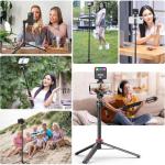 ULANZI MT-44 Mobile Phone Camera Tripod 147cm 3-in-1 Selfie Stick with Bluetooth Remote, 360° Ball Head, Cold Shoe Mount, 1/4" Thread, Compact Travel Tripod for DSLR Cameras Action Cameras Smartphone