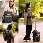 Aerolite 40x20x25 Ryanair Size Backpack Trolley Bag with 2 Wheels Recycled Eco-Friendly Cabin Luggage Approved Extendable Handle Travel Carry On Flight Rucksack with 10 Year Warranty (Quilted)