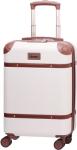 Aerolite Ultra Quiet 8 Wheel Stylish Classic Retro Vintage Style ABS Hard Shell Carry On Hand Cabin Luggage Suitcase with 4 Dual Hinomoto Wheels & TSA Lock 55x35x20, Cream