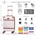 Aerolite Ultra Quiet 8 Wheel Stylish Classic Retro Vintage Style ABS Hard Shell Carry On Hand Cabin Luggage Suitcase with 4 Dual Hinomoto Wheels & TSA Lock 55x35x20, Cream