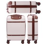 Aerolite Ultra Quiet 8 Wheel Stylish Classic Retro Vintage Style ABS Hard Shell Carry On Hand Cabin Luggage Suitcase with 4 Dual Hinomoto Wheels & TSA Lock 55x35x20, Cream