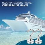 Neosmuk Magnetic Hooks for Cruise Cabins, 22lb+ Heavy Duty Strong Metal Magnets with Hooks, Hangers for Ship, Fridge, Wall, Ceiling, Van, and Clothes Hanging Essentials (Pack of 10, White)