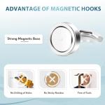 Neosmuk Magnetic Hooks for Cruise Cabins, 22lb+ Heavy Duty Strong Metal Magnets with Hooks, Hangers for Ship, Fridge, Wall, Ceiling, Van, and Clothes Hanging Essentials (Pack of 10, White)