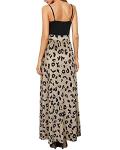 Newshows Women's Summer V Neck Spaghetti Strap Sleeveless Casual Split Long Maxi Wedding Guest Dress(Leopard 01,Medium)