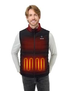 ORORO Men's Heated Down Gilet with Power Bank, Lightweight Heated Vest with 800 Fill Power Down (Charger Not Included) (Neutral Black,L)
