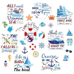 Copkim 27 Pcs Cruise Door Magnets Refrigerator Cruise Ship Door Magnets Magnetic Cruise Door Decor Funny Sea Navigation Fridge Stickers Door Carnival Decorations Accessories for Cabin Party Supplies
