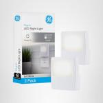 GE White Always-On LED Night Light, Plug into Wall, Compact, Soft Glow, UL-Listed, Ideal for Bedroom, Nursery, Bathroom, Hallway, 11311, 2 Pack
