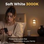 L LOHAS LED Night Light Plug in, Foldable Night Lights Plug into Wall with Dusk to Dawn Sensor, 2 Brightness Level, Ideal Nightlight for Bathroom, Hallway, Kitchen, 3000K Soft White, 2 Pack