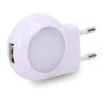 Omeet EU 2-pin Plug - Portable Plug-in 0.7W Travel LED Night Light with USB Wall Charger - 2 Pack of White