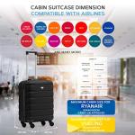 Flight Knight 55x40x20 Ryanair Priority Cabin Suitcase, Also for EasyJet, Jet2, Lightweight,ABS Hard Shell, Durable 4-Wheel Cabin Case, Carry-On Size 10kg Hand Luggage, Travel Bag- 55 x 40 x 20