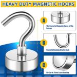 FINDMAG Magnetic Hooks, 6 Pack Strong Neodymium Magnet Hooks, Strong Magnetic Hooks for Fridge, Magnetic Hooks for Cruise, Strong Magnet with Hooks for Hanging, Kitchen, Bathroom, Garage, Grill