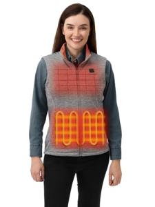 ORORO Women's Heated Fleece Gilet with Power Bank - Electric Heated Vest for Women Base Layer (Charger Not Included) (Flecking Grey,L)
