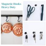 MIN CI 8pcs Black Magnetic Hooks Heavy Duty 35lbs, Neodymium Strong Magnets Hooks 20mm Magnet with Hooks, Magnetic Hooks for Cruise Cabins, Fridge, Kitchen, Workplace