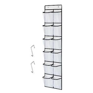CORTNEY Over the Door Hanging Shoe Storage Holder Organizer, Shoe Racks with 12 Large Mesh Pockets 2 Hooks for Shoe Storage, Gadget Storage for Kitchen Bedroom Bathroom Closet Holder