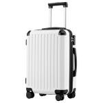 COOLIFE Suitcase Trolley Carry on Hand Cabin Luggage Hard Shell Suitcase Lightweight ABS Material with TSA Lock Telescopic Handle and 4 Dual Spinner Wheels (White, 20 Inch)