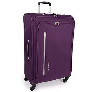 Pierre Cardin Soft Shell 31 Inch Suitcase with x4 Spinner Wheels - Cion Soft Case by Pierre Cardin | Quality Tested Soft Sided Luggage | Weighing 2.9 Kg 79cm Large 104 litres Cap (Large, Purple & Light Grey)