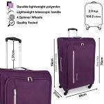 Pierre Cardin Soft Shell 31 Inch Suitcase with x4 Spinner Wheels - Cion Soft Case by Pierre Cardin | Quality Tested Soft Sided Luggage | Weighing 2.9 Kg 79cm Large 104 litres Cap (Large, Purple & Light Grey)