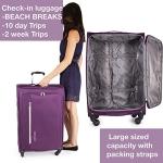 Pierre Cardin Soft Shell 31 Inch Suitcase with x4 Spinner Wheels - Cion Soft Case by Pierre Cardin | Quality Tested Soft Sided Luggage | Weighing 2.9 Kg 79cm Large 104 litres Cap (Large, Purple & Light Grey)