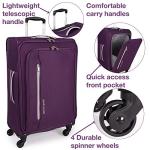 Pierre Cardin Soft Shell 31 Inch Suitcase with x4 Spinner Wheels - Cion Soft Case by Pierre Cardin | Quality Tested Soft Sided Luggage | Weighing 2.9 Kg 79cm Large 104 litres Cap (Large, Purple & Light Grey)