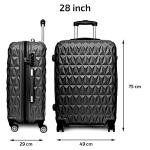 RMW Large Lightweight ABS Hard Shell Travel Hold Check in Luggage Spinner Suitcase with 4 Wheels (Black)