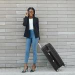 RMW Large Lightweight ABS Hard Shell Travel Hold Check in Luggage Spinner Suitcase with 4 Wheels (Black)