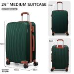 CALDARIUS Suitcase Medium Size Lightweight Hardshell Luggage | 4 Dual Spinner Wheels | Trolley Suitcase | Medium 24" Hold Check in Luggage |3 Digit Combination Lock (Dark Green, Medium 24'')