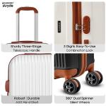CALDARIUS Suitcase Large | Lightweight Hard Shell ABS Large Suitcase | 4 Dual Spinner Wheels Suitcase | Hold Check in Luggage | 3 Digit Combination Lock | (White, Large 28'')