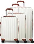 CALDARIUS Suitcase Large | Lightweight Hard Shell ABS Large Suitcase | 4 Dual Spinner Wheels Suitcase | Hold Check in Luggage | 3 Digit Combination Lock | (White, Large 28'')