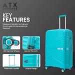 ATX Luggage 28" Large Suitcase Polypropylene Super Lightweight Durable Hard Shell Suitcase with 4 Dual Spinner Wheels and Built-in TSA Lock (Turquoise, 110 Liters)