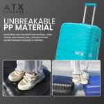 ATX Luggage 28" Large Suitcase Polypropylene Super Lightweight Durable Hard Shell Suitcase with 4 Dual Spinner Wheels and Built-in TSA Lock (Turquoise, 110 Liters)