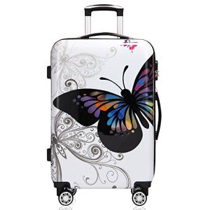 MONZANA® Luggage Suitcase | Large | Lightweight Durable ABS Hard Shell | Vibrant Butterfly Design | 4 Wheels | Combination Lock (27 Inches, 66 litres)
