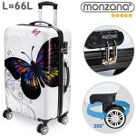 MONZANA® Luggage Suitcase | Large | Lightweight Durable ABS Hard Shell | Vibrant Butterfly Design | 4 Wheels | Combination Lock (27 Inches, 66 litres)