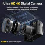 NBD 4K Digital Camera  - 48MP/60FPS Video Camera for Vlogging, WiFi & App Control, YouTube Vlogging Camera with 32GB TF Card. Wide-Angle & Macro Lens Included (Black)