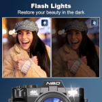 NBD 4K Digital Camera  - 48MP/60FPS Video Camera for Vlogging, WiFi & App Control, YouTube Vlogging Camera with 32GB TF Card. Wide-Angle & Macro Lens Included (Black)