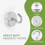 Neosmuk Magnetic Hooks for Cruise Cabins, 60lb+ Heavy Duty Strong Metal Magnets with Hooks, Hangers for Ship, Fridge, Wall, Ceiling, Van, and Clothes Hanging Essentials (Silver, 6 Pack)
