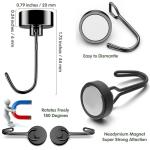 FINDMAG Magnetic Hooks, 6 Pack 40 lb+ Swivel Swing Neodymium Magnet Hooks, Black Magnet with Hooks Heavy Duty, Strong Magnet Hooks for Hanging, Camping, Kitchen, Workplace
