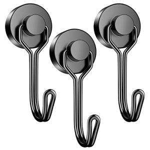 Grtard 3 Pack Magnetic Hooks 25Lbs Neodymium Magnet with Hooks, Strong Swivel Magnetic Hooks for Cruise Cabin Storage Solution