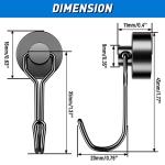 Grtard 3 Pack Magnetic Hooks 25Lbs Neodymium Magnet with Hooks, Strong Swivel Magnetic Hooks for Cruise Cabin Storage Solution